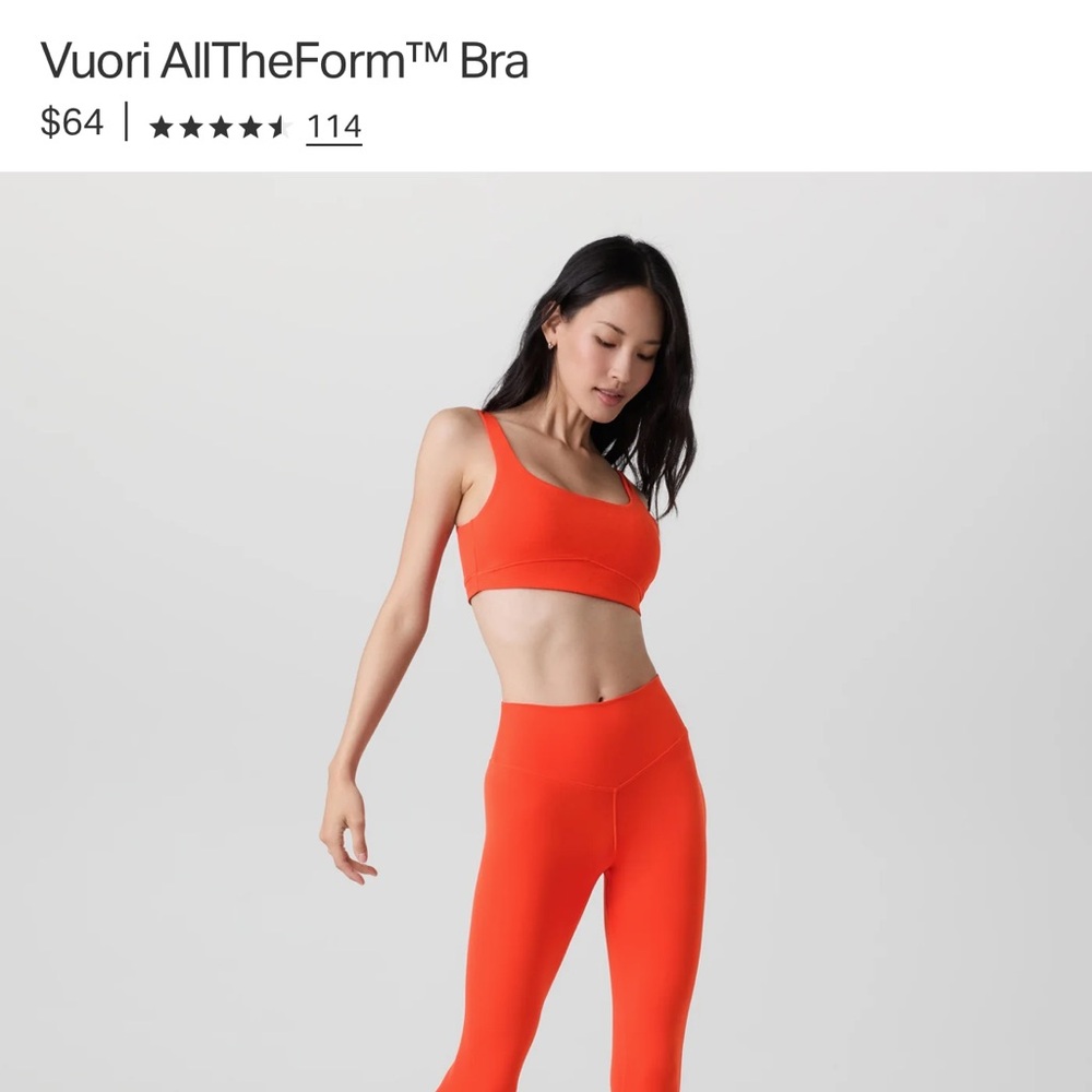 Vuori All The Form Sports Bra in Poppy